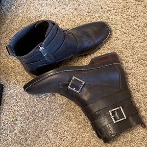 Short leather boot deep chocolate brown